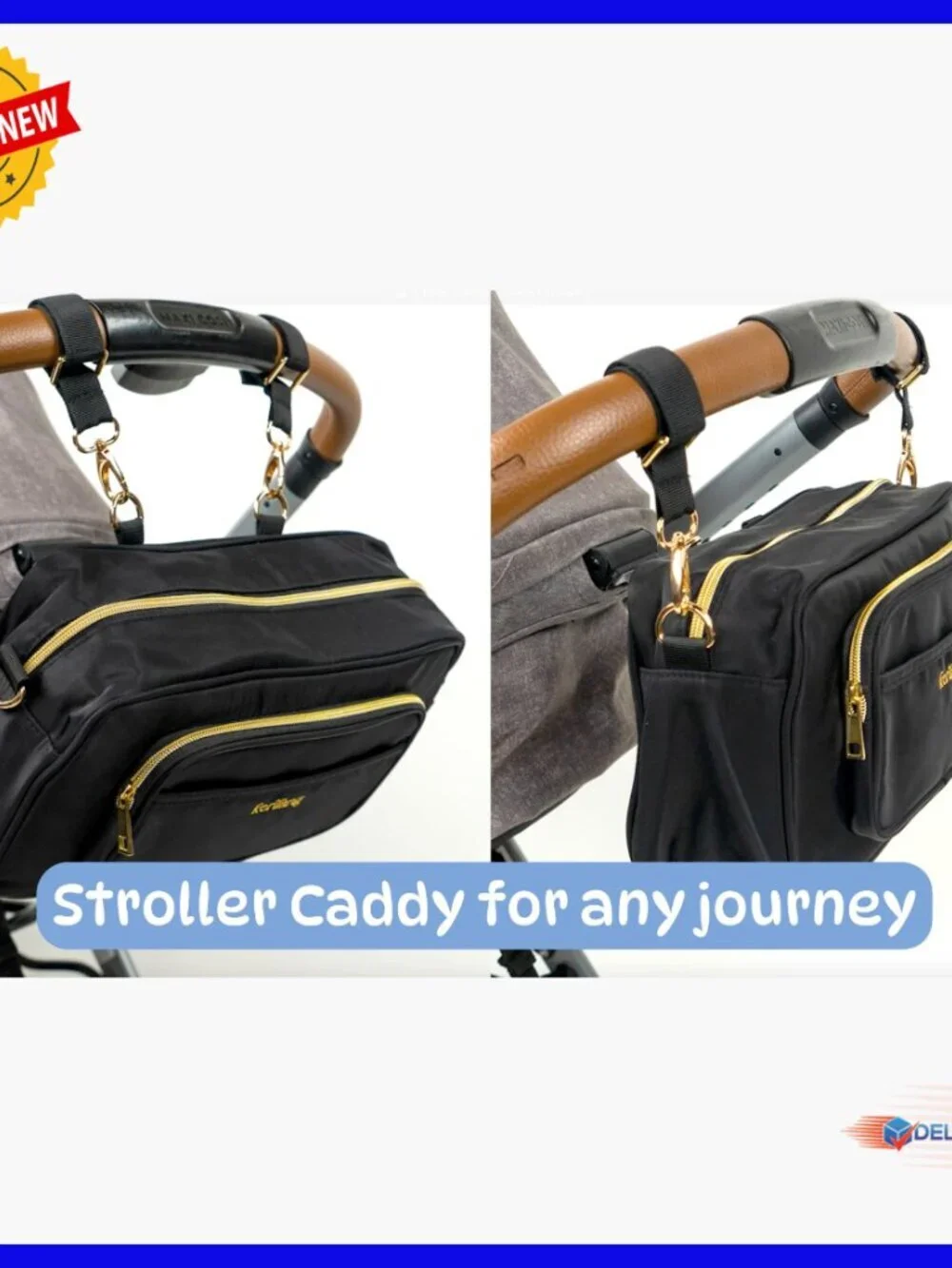 Universal Stroller Organizer with Cup Holder, Waterproof Diaper Bag, Travel